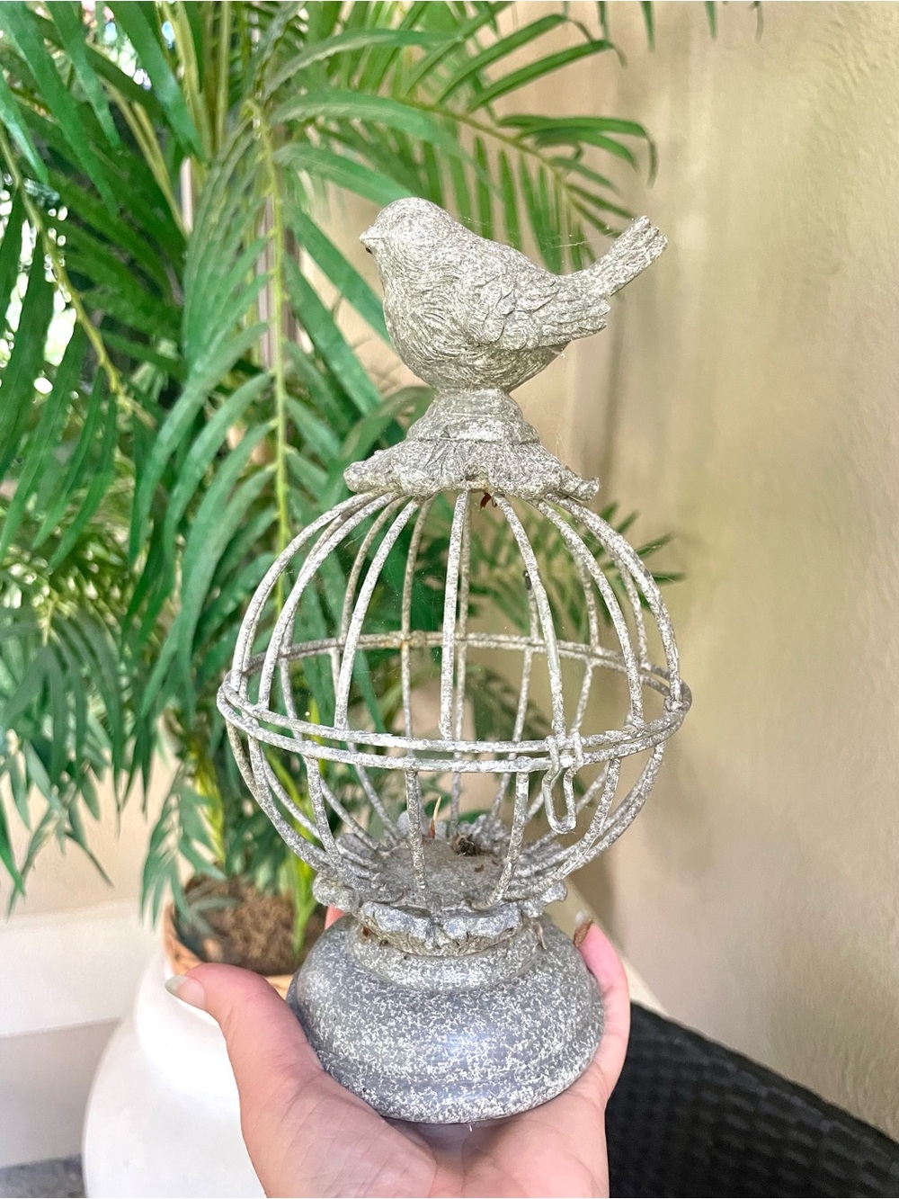 Hobby Lobby Gray Bird Cage Candle Holder 5.5” tall minimal rust